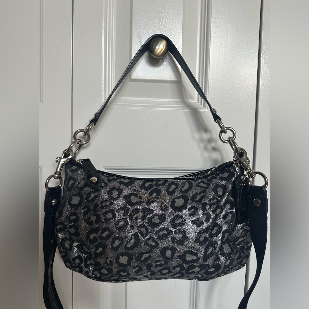 Coach Metallic Leopard Print Shoulder Bag